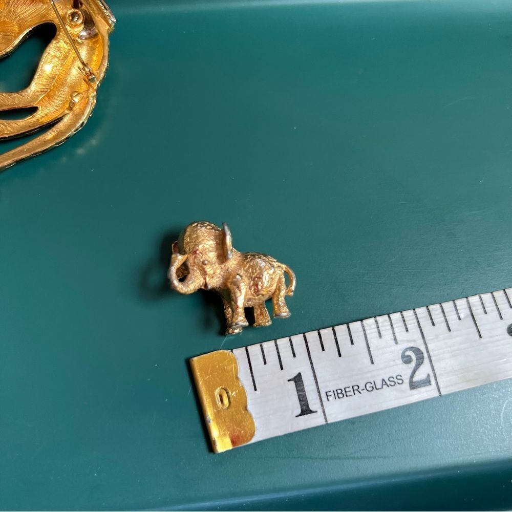 Quirky Vintage 3 Piece Gold Toned Jungle Safari Animal Brooch Pin Lot - Picture 5 of 8